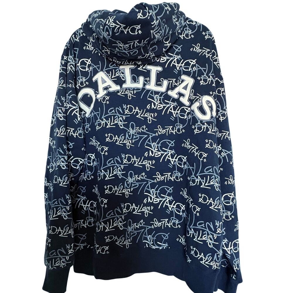 Dallas Cowboys Hoodie 2XL Navy Graffiti AOP Full Zip Y2K NFL Football